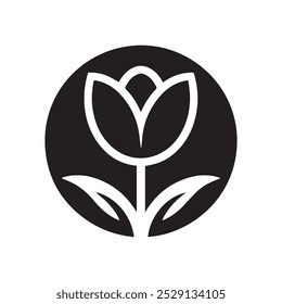 Tulpenvektor-Symbol, Tulpensilhouette mit Blatt editierbar.