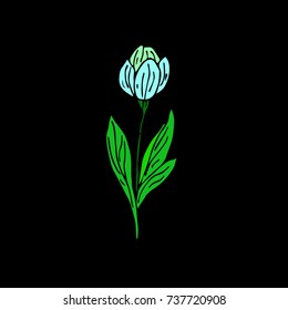 Tulip vector illustration. Doodle style. Design, print, logo, symbol, decor, textile, paper.