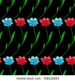 Tulip vector illustration. Doodle style. Design, print, decor, textile, paper