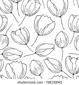 Tulip vector illustration. Doodle style. Design, print, decor, textile, paper