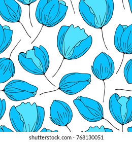 Tulip vector illustration. Doodle style. Design, print, decor, textile, paper