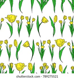 Tulip vector illustration. Doodle style. Design, print, decor, textile, paper