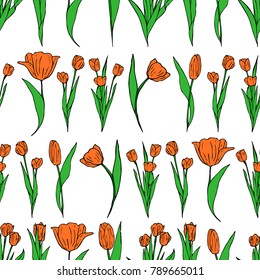Tulip vector illustration. Doodle style. Design, print, decor, textile, paper