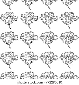 Tulip vector illustration. Doodle style. Design, print, logo, decor, textile, paper.