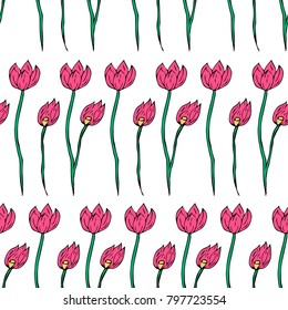 Tulip vector illustration. Doodle style. Design, print, logo, decor, textile, paper.