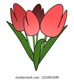 Tulipán. Ilustración vectorial. Icono plano de tulipanes.