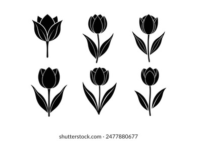 Icono de Imagen de silueta de Ilustración vectorial de tulipán