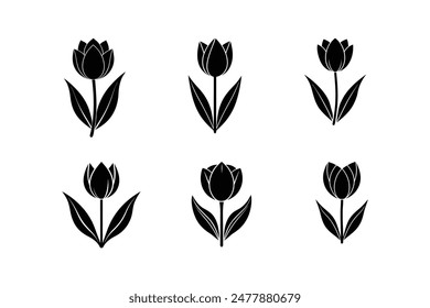 Icono de Imagen de silueta de Ilustración vectorial de tulipán
