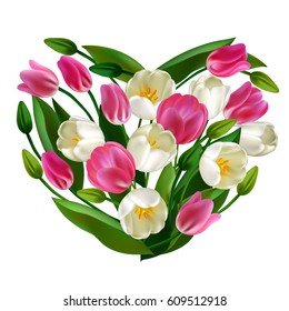 Tulip. Vector illustration. Springtime. Realistic Flowers. Bouquet