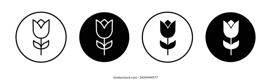 Tulip Vector Line Icon Illustration.