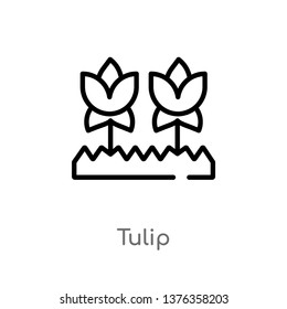tulip vector line icon. Simple element illustration. tulip outline icon from gardening concept. Can be used for web and mobile