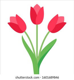 Tulip vector. Tulips. Flat icon of tulip. 8 March. Women`s day. Vector illustration.