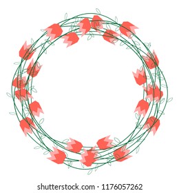 Tulip wreath. Flowers frame