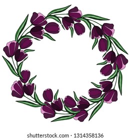 Tulip wreath. Vector illustration.