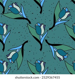 tulip,flower, floral, pattern, background, seamless, design, vector, motif, ornament, blossom, leaf, beauty, textile, vintage, cute, meadow, art, wallpaper, nature, print, illustration, abstract