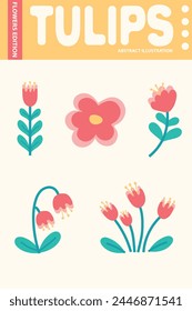 Tulips Abstract Illustration. Hand drawing flower illustration. Simple flower elements.