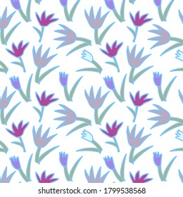 Tulips abstract seamless vector designs. Colourful summer colours in  greens and whites and pale pinks. Design background product for fabric, cover designs, advertisements decors and stationary items.
