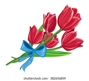 Tulips art vector, seamless flowers