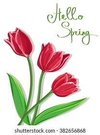 Tulips art vector, seamless flowers
