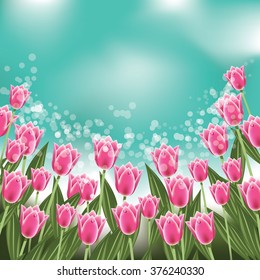 Tulips background with copy space. EPS 10 vector.
