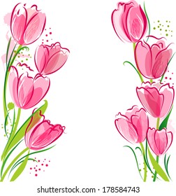Tulips background with empty space inside