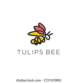 tulips bee logo idea. line art 