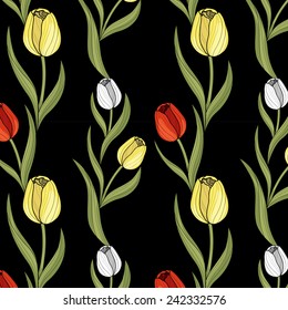 Tulips black background