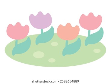 Tulips blooming in a row