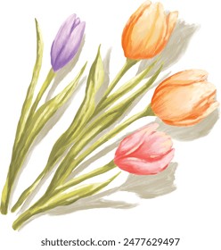 Tulips botanical digital painting illustration