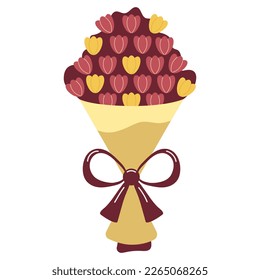 Tulips. Bouquet of flowers. Present. Vector drawing. Spring.
