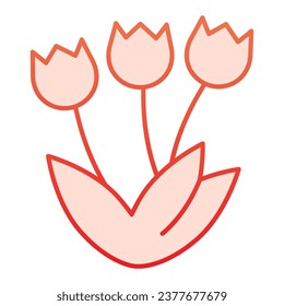 Tulips bouquet gradient line icon. Three beautiful blossoming tulip flowers outline style pictogram on white background. Spring Easter flower blooms for mobile concept and web design. Vector graphics