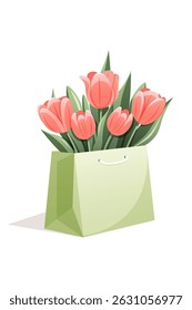 tulips in a box vector illustration