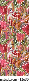 tulips colorful vector design flower art painting decoration wallpaper seamless pattern garden