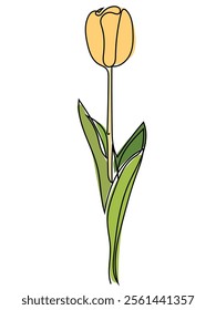 Tulips in continuous line art style and can be edited later