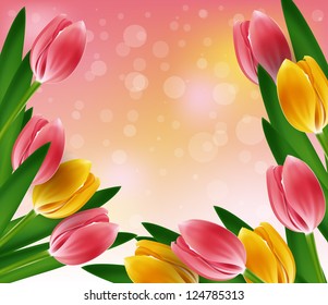 Tulips design template or background
