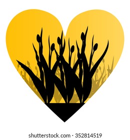 Tulips field vector background yellow abstract concept illustration