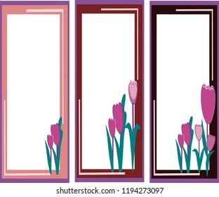 Tulips, floral and frame vector, frames for study and presentation, elementary school children, students or text picture decoration.
