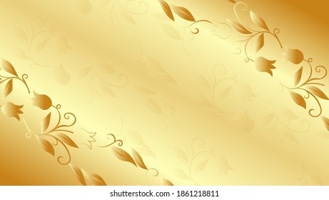 tulips floral pattern, gold flower and leaves