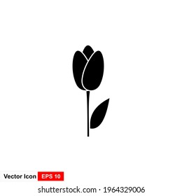 Tulips Flower Flat Icon In White Background.