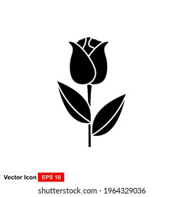 Tulips Flower Flat Icon In White Background.