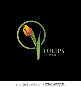 Tulips Flower Logo Design Template. luxurious beauty flower logo spa salon cosmetics brand. 