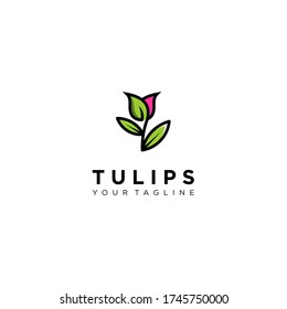 Tulips flower logo with modern style for cosmetics or beauty spa logo template