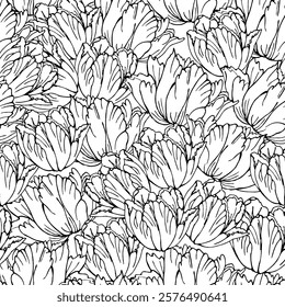 Tulip's flower seamless pattern for textile design,wallpaper. Spring floral vector background