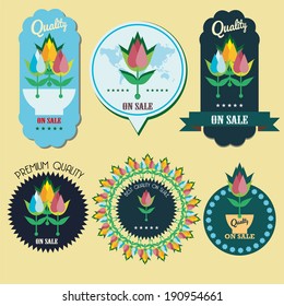 tulips flower vector labels