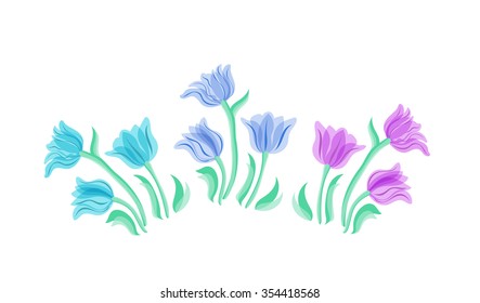 Tulips flowers illustration. Vector set. Isolated spring tulip
