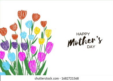 Tulips. Flowers on white background. Happy Mothers day. Spring time. Happy Womens day. Vector.