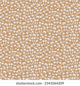 Tulips flowers silhouette ditzy seamless pattern. Hand drawn, retro, vintage. For home textile, wallpaper, wrapping, packaging, clothing
