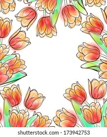 Tulips frame design template