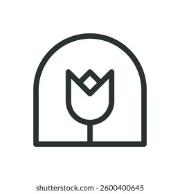 Tulips greenhouse line icon, flower greenhouse vector symbol with editable stroke