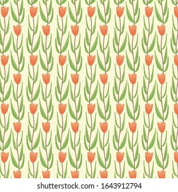 tulips hand drawn pattern template vector